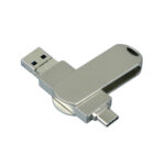 Металлическая флешка для айфона 3 в 1 (i-flash_TYPEC_3_in_1.64.S, I= 64 Гб USB 3.0, Металлический корпус. Без перс.)