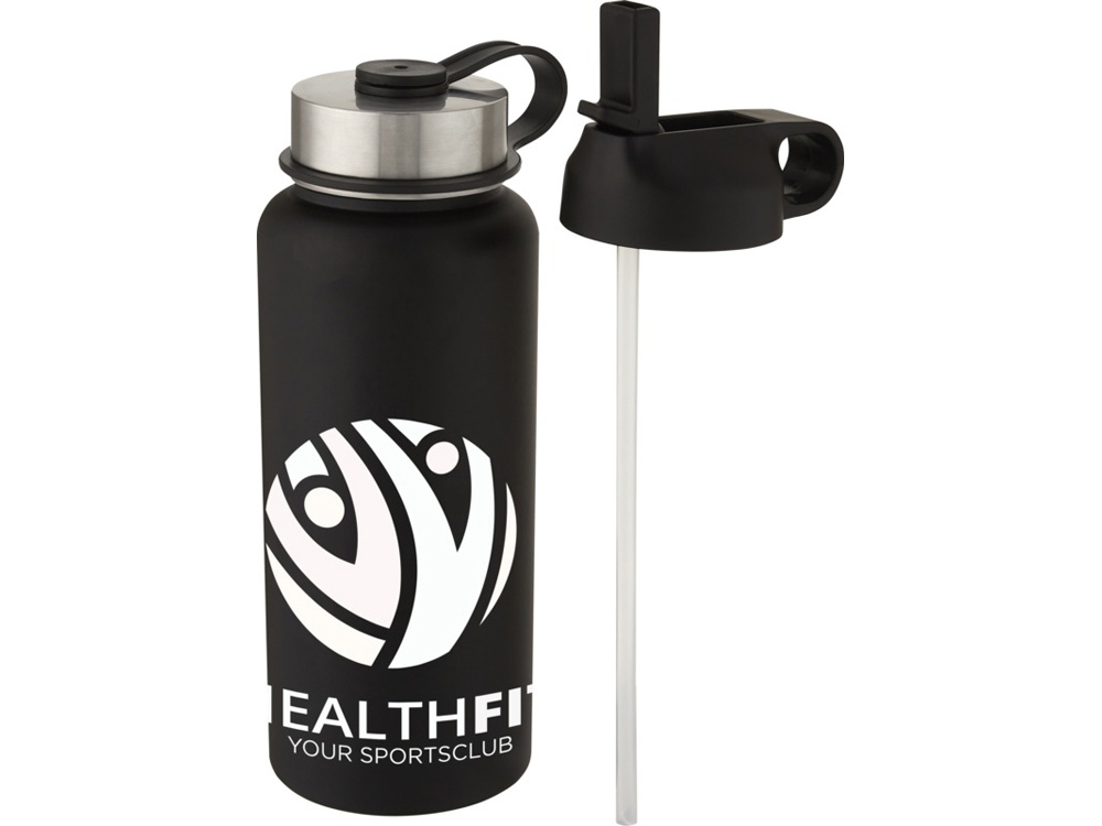 Supra медная спортивная бутылка объемом 1 л с вакуумной изоляцией и 2 крышками, черный — изображение 6