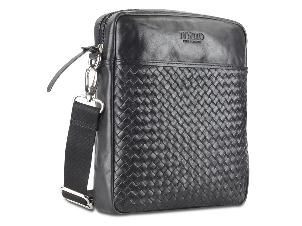Сумка через плечо Mano Don Luca, натуральная кожа в черном цвете, 23 х 26,5 х 4,5 см — изображение 3