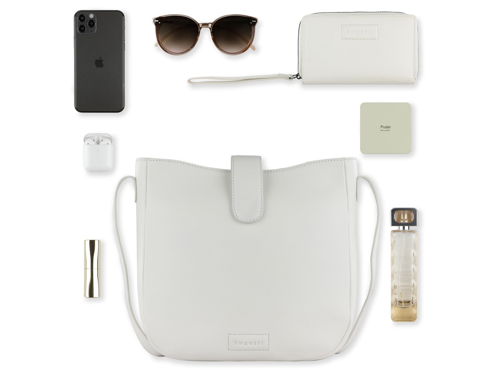 Сумка женская BUGATTI Elsa, белая, воловья кожа/полиэстер, 29х8х27 см — изображение 11