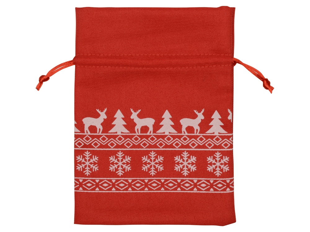 Мешочек подарочный новогодний, хлопок, средний, красный — изображение 2