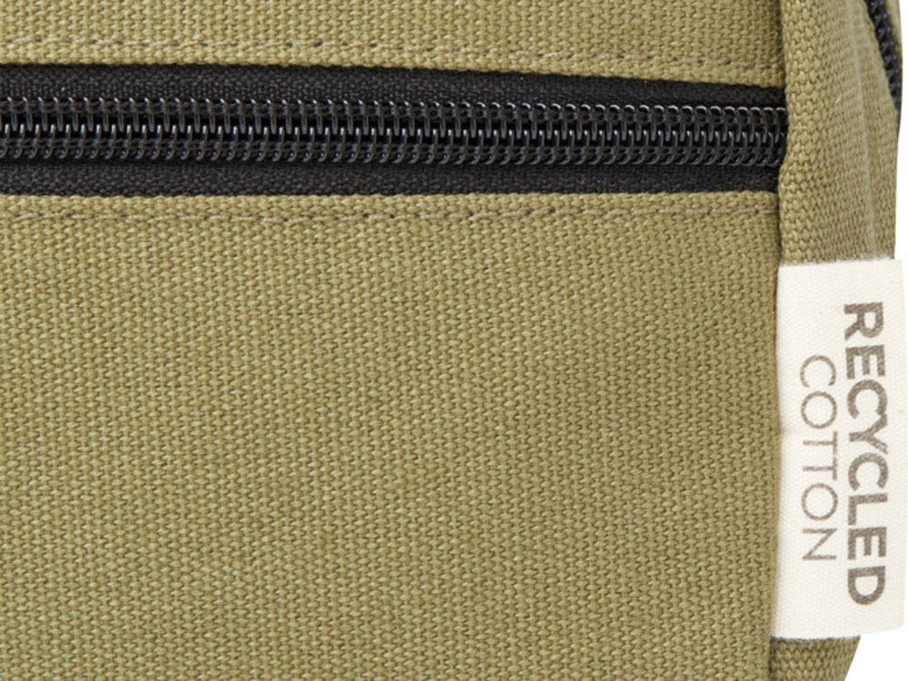 Косметичка Joey из холста, переработанного по стандарту GRS, объемом 3,5 л, оливковый — изображение 4