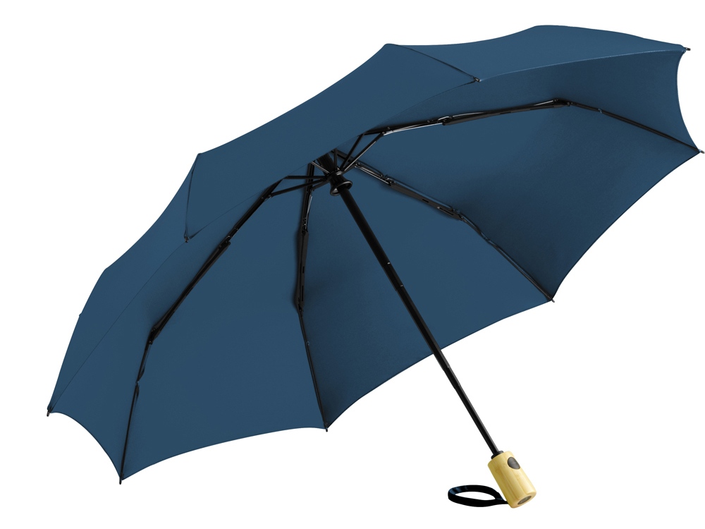 Зонт складной 5429 ÖkoBrella из бамбука, полуавтомат, navy — изображение 2