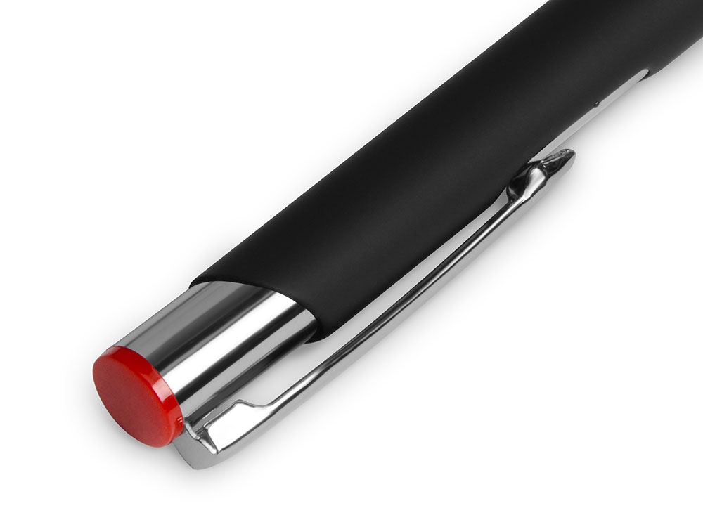 Ручка металлическая шариковая Legend Mirror Gum софт-тач с цветным слоем, черный / красный — изображение 3