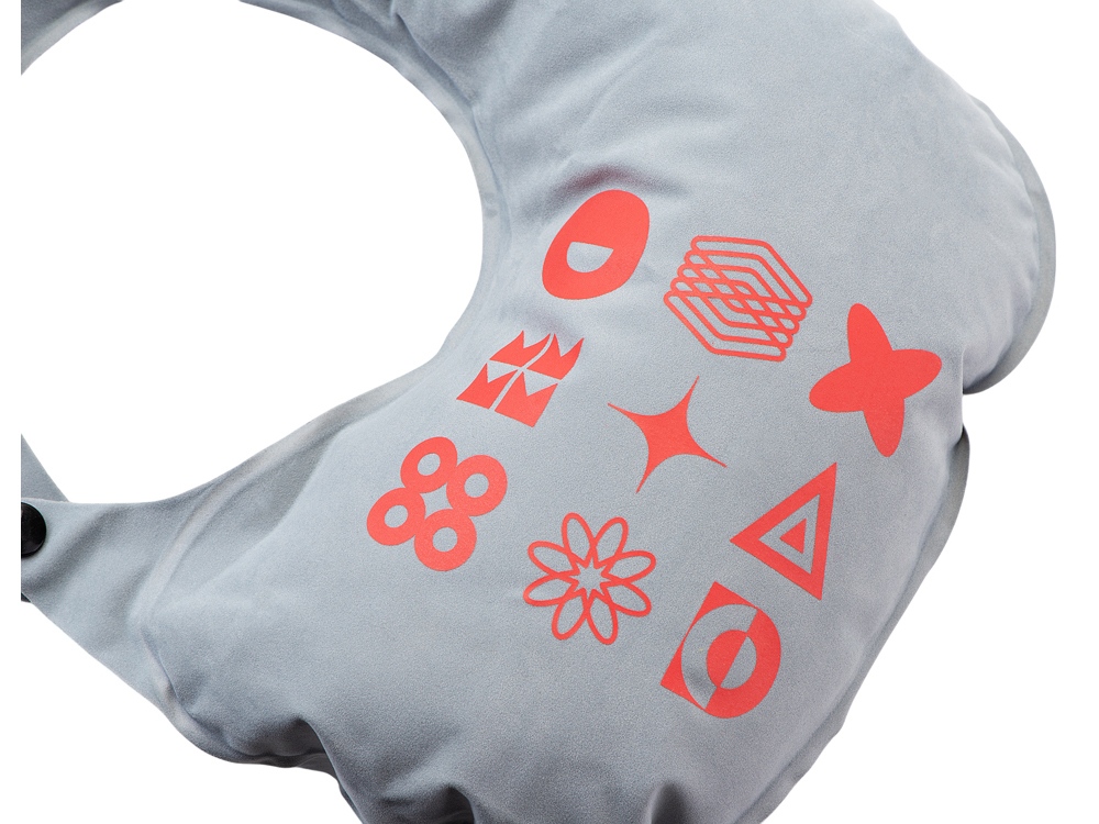 Подушка под шею с помпой Push, серый (термотрансфер) — изображение 2