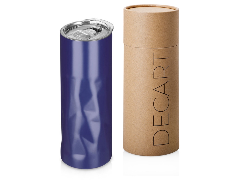 Вакуумная термокружка Decart, 450 мл, тубус, ярко-синий