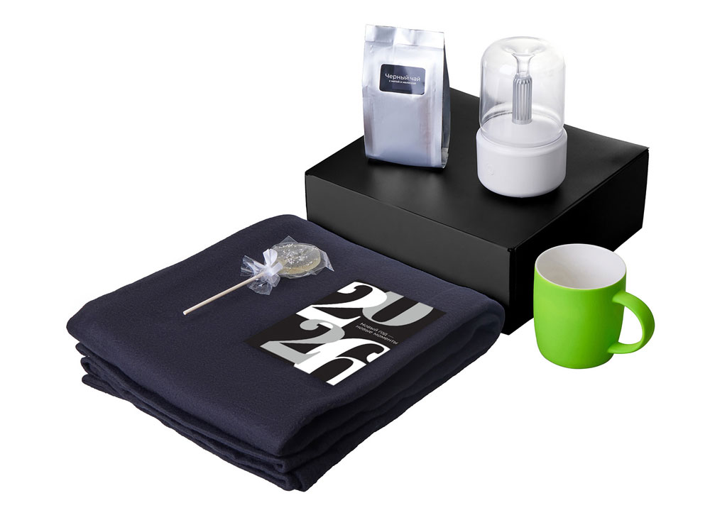 Подарочный набор с пледом, увлажнителем и кружкой, зеленое яблоко — изображение 2