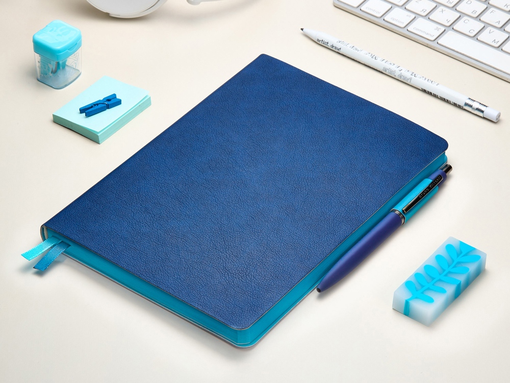 Ежедневник А5 датированный Boston 2026, синий с голубым обрезом — изображение 12