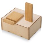 Подарочный набор с БЗУ и внешним аккумулятором Bamboo Set, натуральный