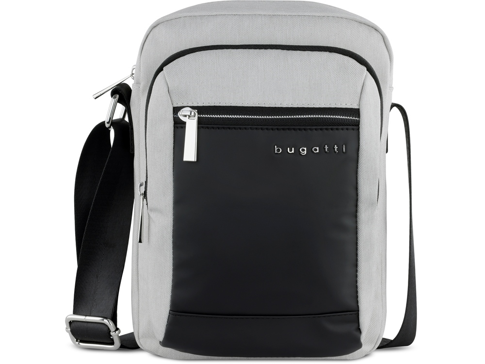 Сумка наплечная мужская BUGATTI Sera, светло-серая, полиэстер, 21х6х26,5 см, 2,5 л — изображение 2