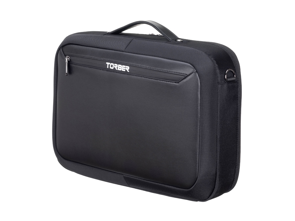 Сумка для ноутбука TORBER VOYAGE 15.6'', черный, нейлон/микрофибра, 43 х 10 х 29 см, 12л — изображение 2
