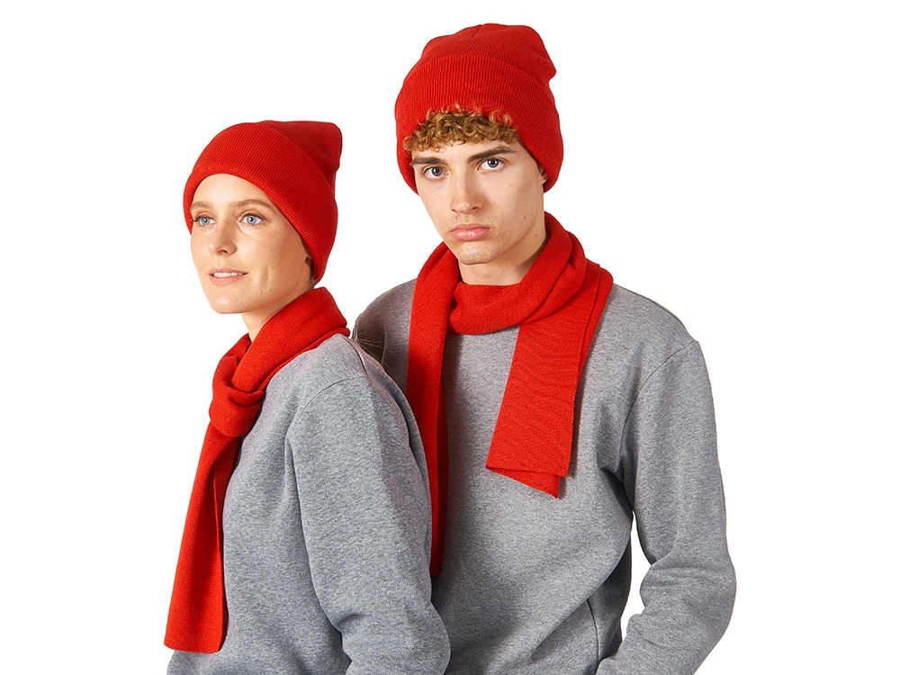 Подарочный набор с варежками, шарфом и термосом,красный — изображение 10