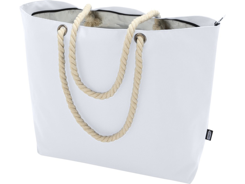 Panama пляжная эко-сумка-холодильник из переработанного материала, с ручками-шнурками 23L, белый — изображение 4