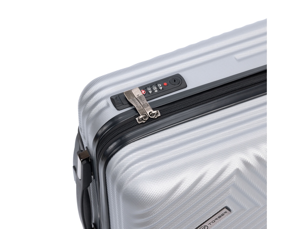 Чемодан TORBER Lama, серебристый, ABS-пластик, 38 х 21 х 55 см, 37 л — изображение 7