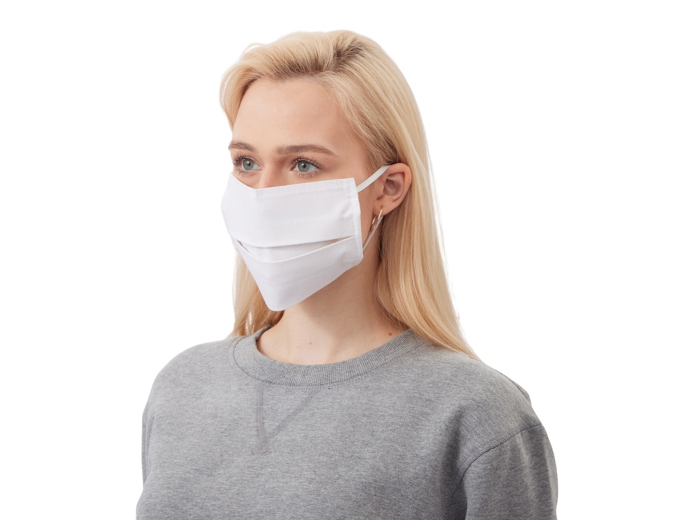 Маска для лица многоразовая из хлопка, белый — изображение 3