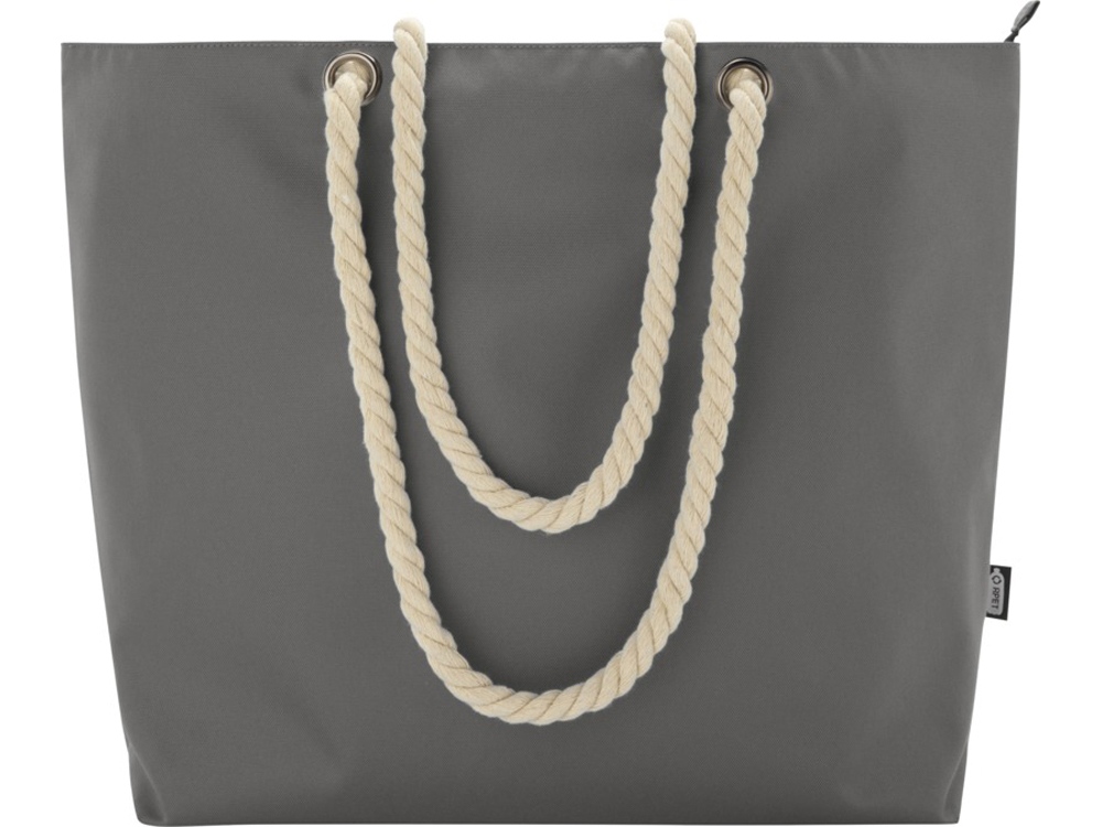 Panama пляжная эко-сумка-холодильник из переработанного материала, с ручками-шнурками 23L, серый — изображение 2