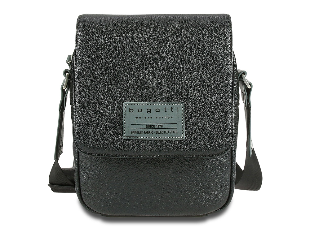 Сумка наплечная BUGATTI Moto D, чёрная, полиуретан, 18х6х25 см, 2 л — изображение 2