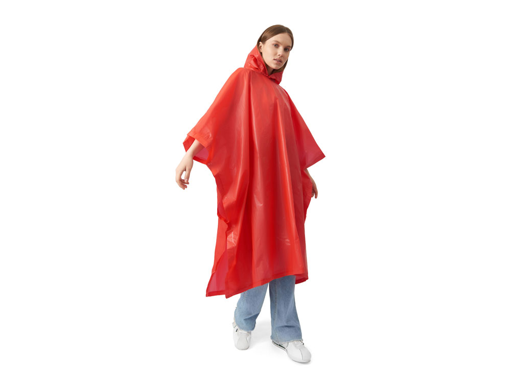 Пончо Hawaii c чехлом унисекс, красный — изображение 4