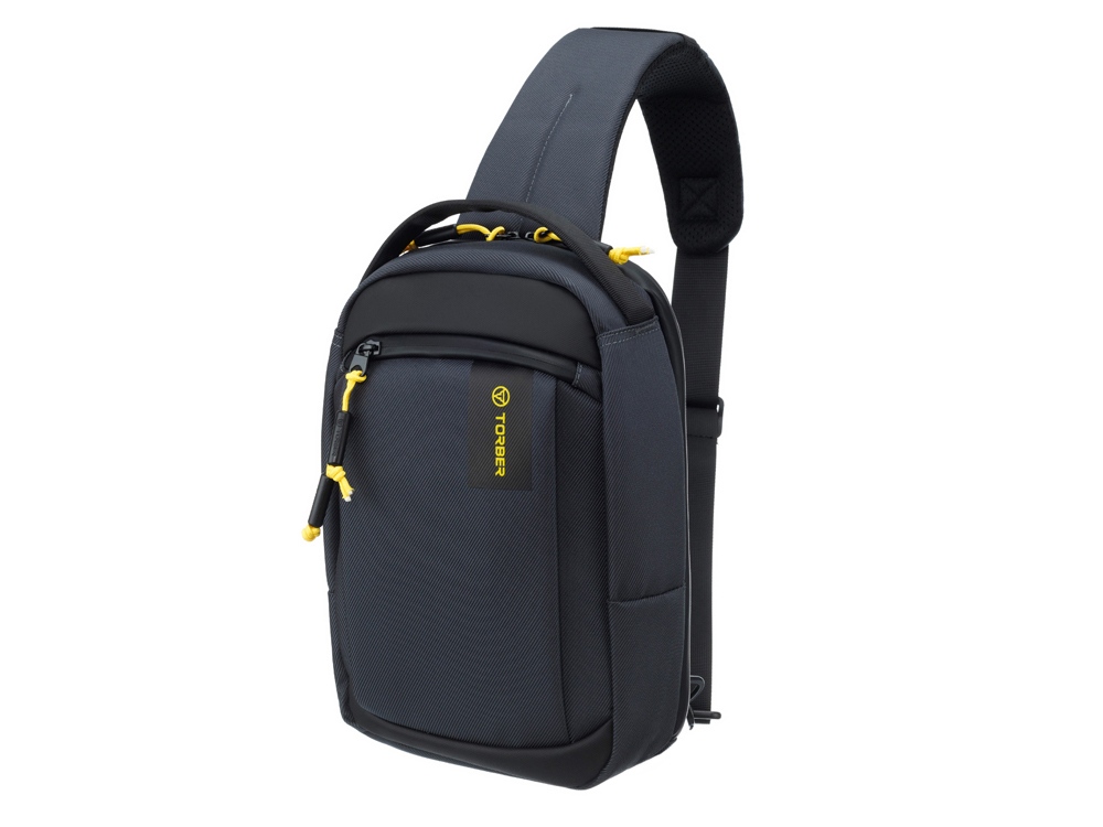 Рюкзак TORBER VOYAGE на одно плечо, серый, полиэстер 900D, 20х10х30 см, 5 л — изображение 2