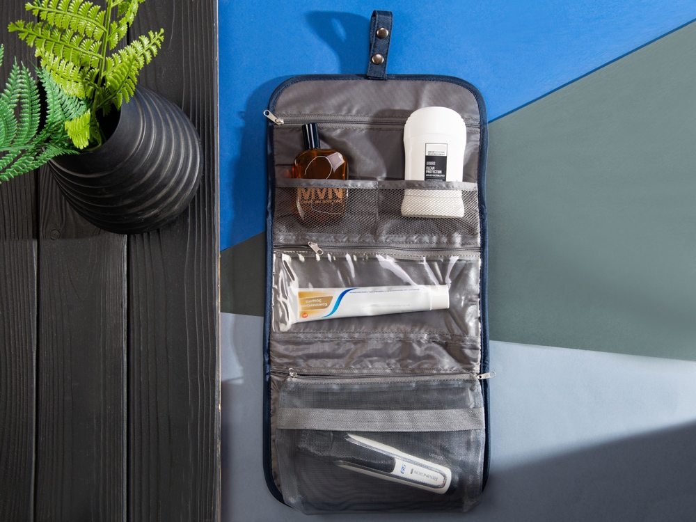 Несессер для путешествий со съемной косметичкой Flat, темно-синий — изображение 9