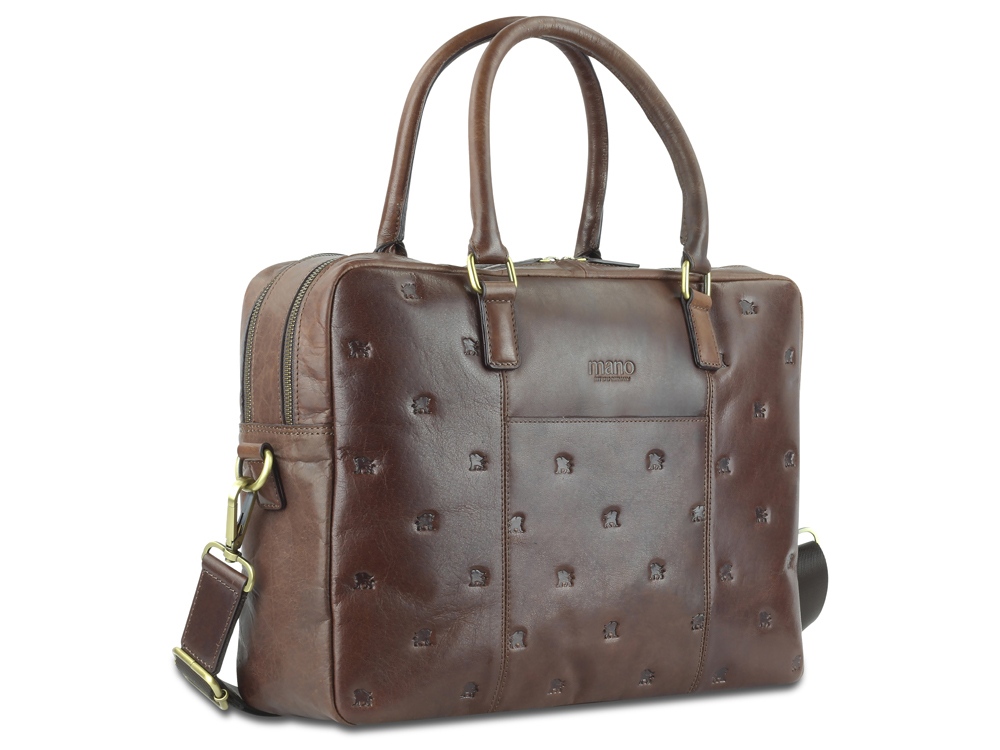 Сумка Mano Don Leon, натуральная кожа в коричневом цвете, 42 х 30 х 11,5 см — изображение 3