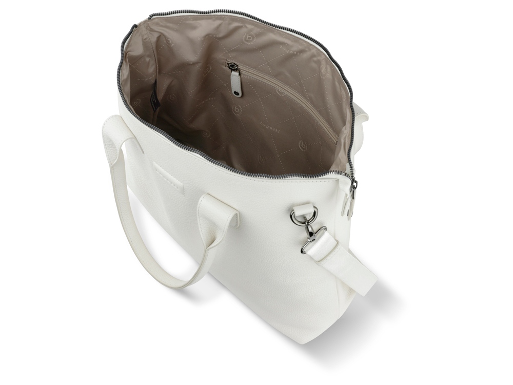 Сумка-шоппер BUGATTI Elsa, белая, воловья кожа/полиэстер, 46х11х31,5 см — изображение 6