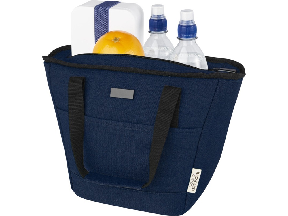 Пищевая сумка-холодильник Joey из брезента, переработанного по стандарту GRS, объемом 6 л на 9 банок, темно-синий — изображение 4