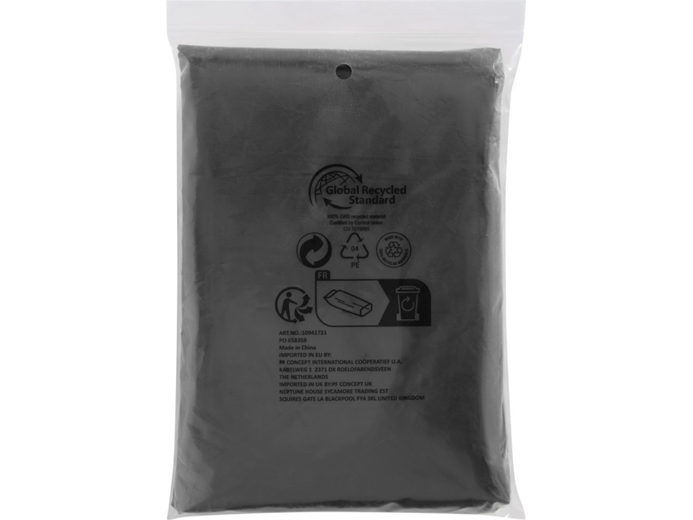 Одноразовый дождевик Mayan с чехлом для хранения из материалов, переработанных по стандарту GRS - сплошной черный — изображение 4