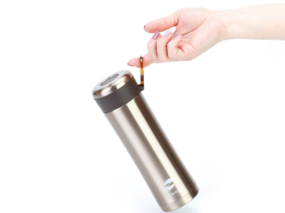 Термокружка Stinger, 0,42 л, сталь/пластик, золотой глянцевый, 7,5 х 6,9 х 22,2 см — изображение 5