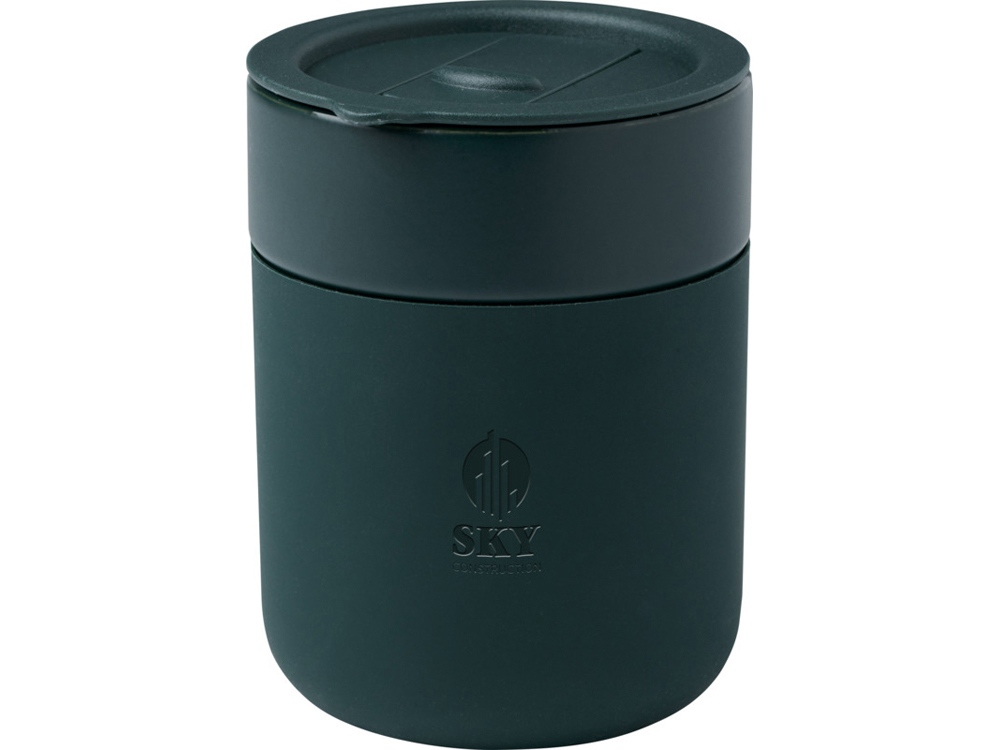 Java керамическая кружка емкостью 330 мл с силиконовой оберткой и пластиковой крышкой - Зеленый — изображение 5