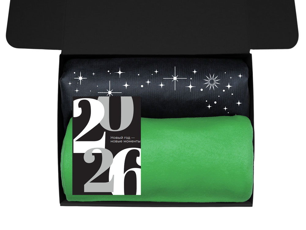 Подарочный набор c пледом, френчпрессом, чаем и медом, зеленый — изображение 3