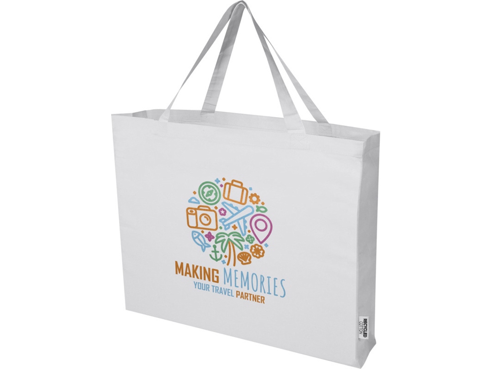 Odessa большая эко-сумка из переработанного хлопка, сертифицированного согласно GRS, плотностью 220 г/м² - Белый — изображение 6