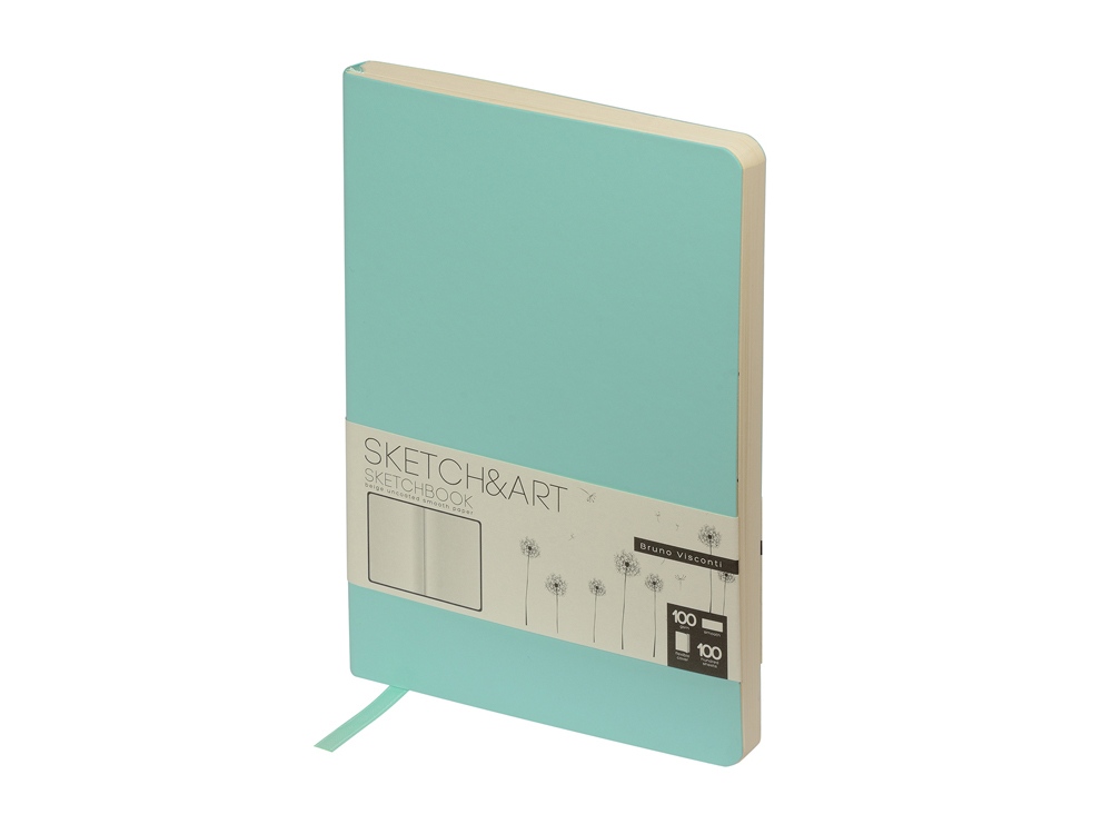 Скетчбук Sketch & Art в мягком переплете 140х210 мм, 100 л. бежевой бумаги 100 гр., мятный