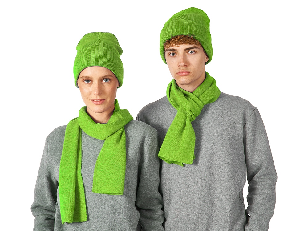 Подарочный набор с варежками, шарфом и термосом, зеленое яблоко — изображение 8