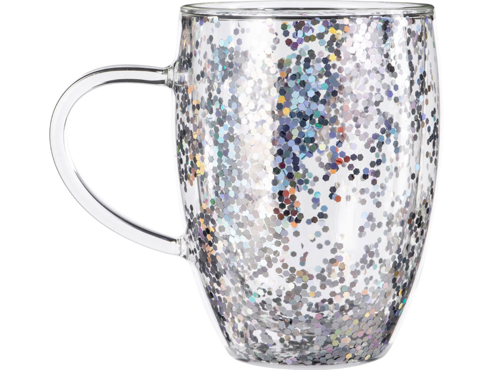 Кружка с двойными стенками с блестками, 360 мл, серебристый — изображение 3
