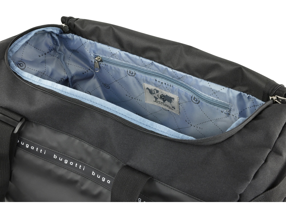 Сумка спортивная BUGATTI Blanc Delight, чёрная, нейлон RPET600D/тарпаулин/полиэстер, 47х23х28 см — изображение 7