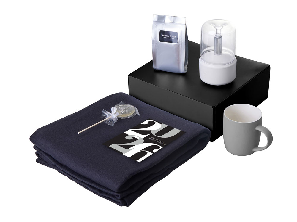 Подарочный набор с пледом, увлажнителем и кружкой, серый — изображение 2