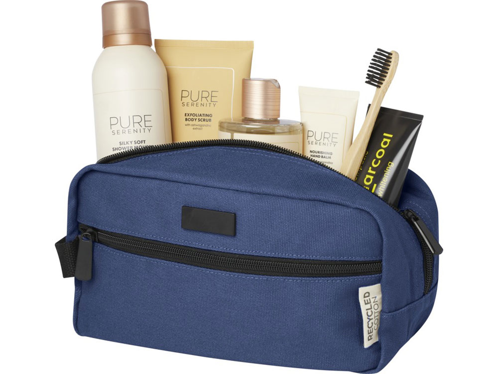 Косметичка Joey из холста, переработанного по стандарту GRS, объемом 3,5 л, нэйви — изображение 5