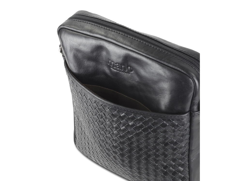 Сумка через плечо Mano Don Luca, натуральная кожа в черном цвете, 23 х 26,5 х 4,5 см — изображение 5