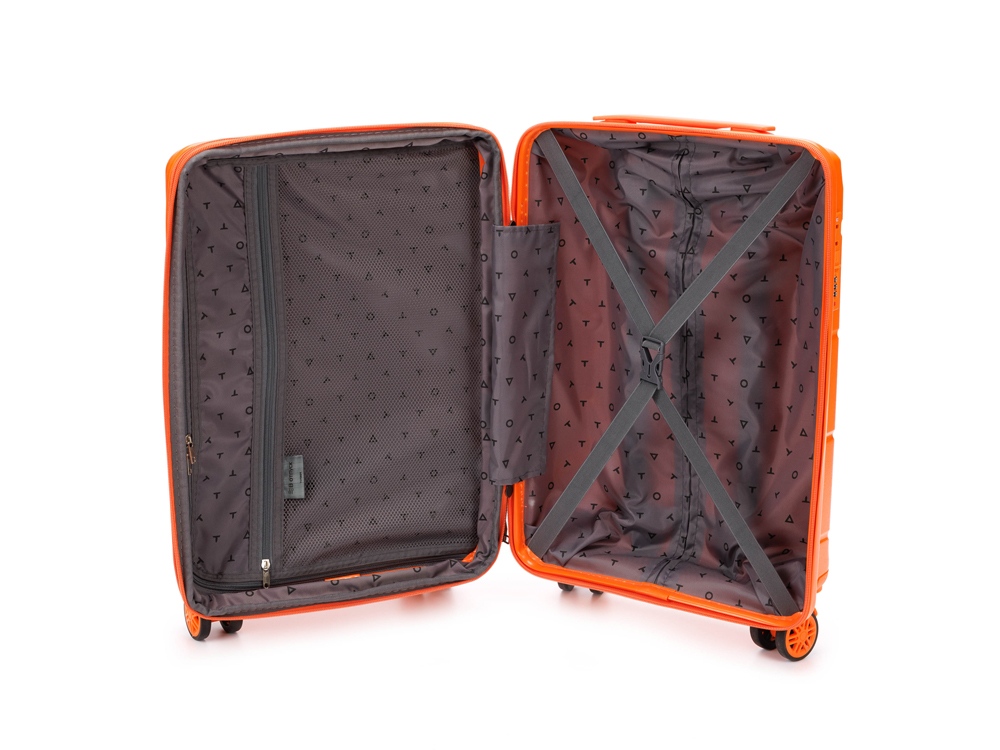 Чемодан TORBER В Отпуск, оранжевый, полипропилен, 36 х 21,5 х 55 см, 38 л — изображение 2