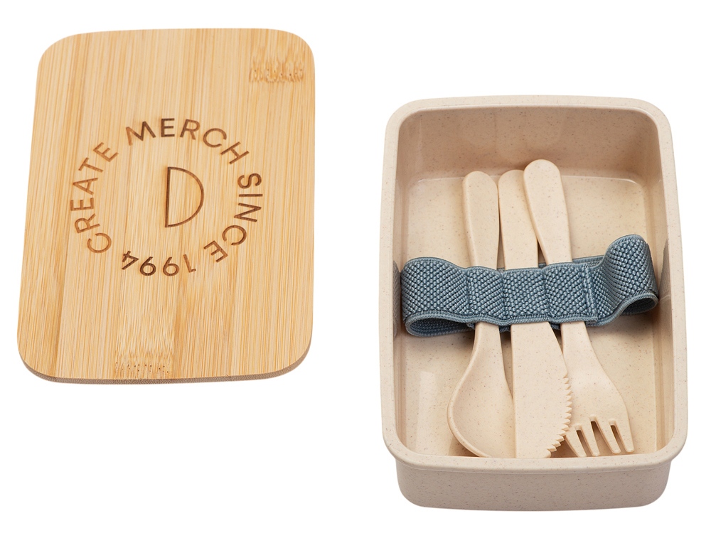 Ланчбокс Lunch с крышкой, бежевый (гравировка) — изображение 2