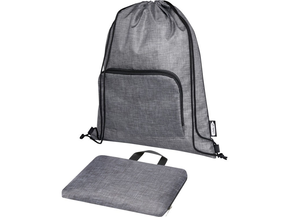 Складная сумка со шнурком Ash из переработанных материалов, соответствующих стандарту GRS, объемом 7 л, черный — изображение 6