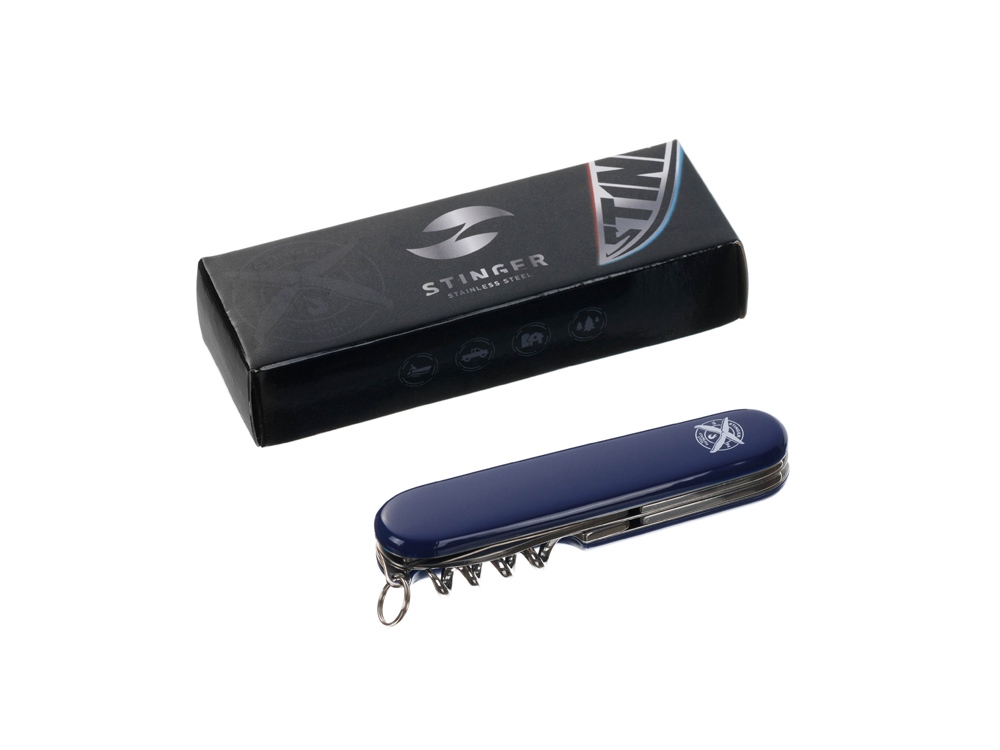 Нож перочинный Stinger, 90 мм, 10 функций, материал рукояти: АБС-пластик (синий) — изображение 9