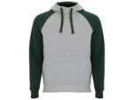 Толстовка с капюшоном Badet мужской, серый меланж/бутылочный зеленый