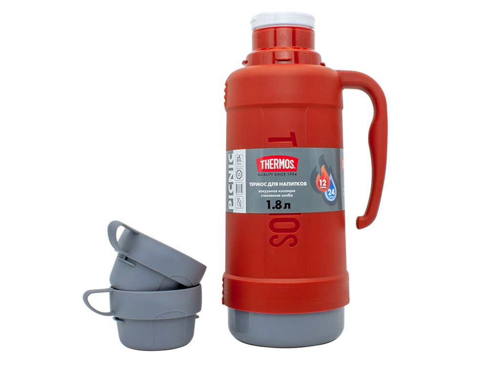 Термос со стеклянной колбой тм THERMOS PICNIC 40 Series Red 1,8L — изображение 4