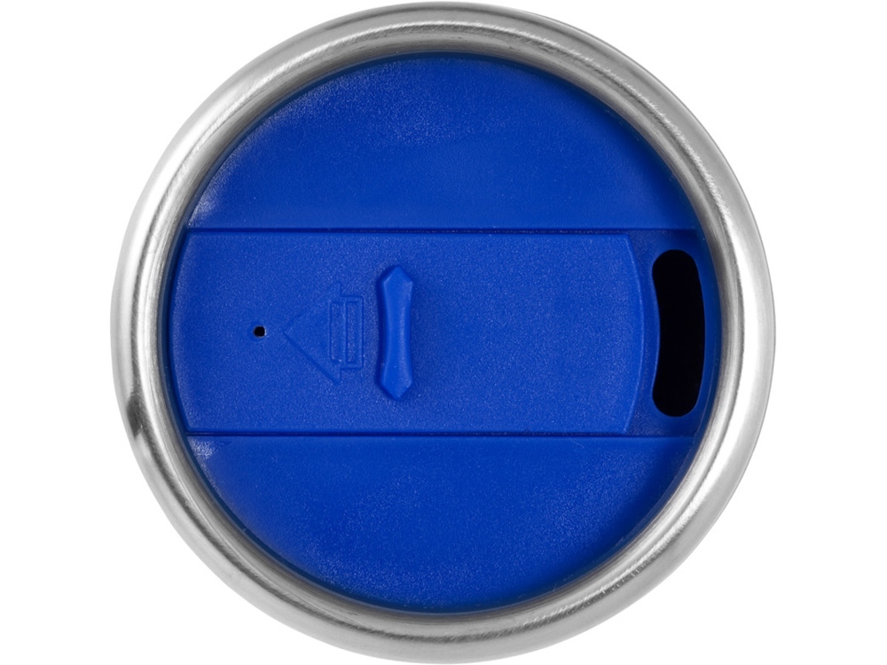 Термостакан Elwood из переработанной нержавеющей стали, 410 мл - Серебристый/Синий — изображение 3