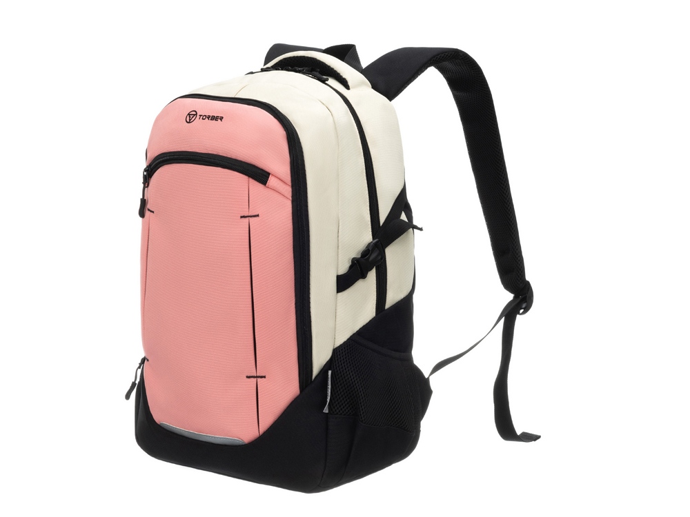 Рюкзак TORBER CLASS X, персиковый, 46 x 32 x 18 см + Мешок для сменной обуви в подарок! — изображение 2