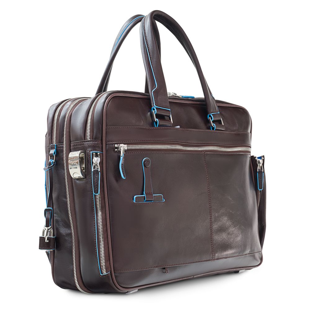 Сумка мужская для ноутбука Piquadro Blue Square, коричневая — изображение 4