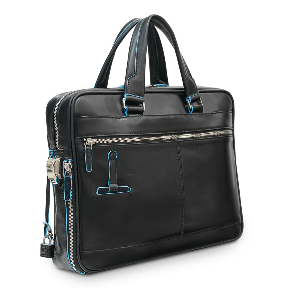 Сумка с отделением для ноутбука Piquadro Blue Square, черная — изображение 4