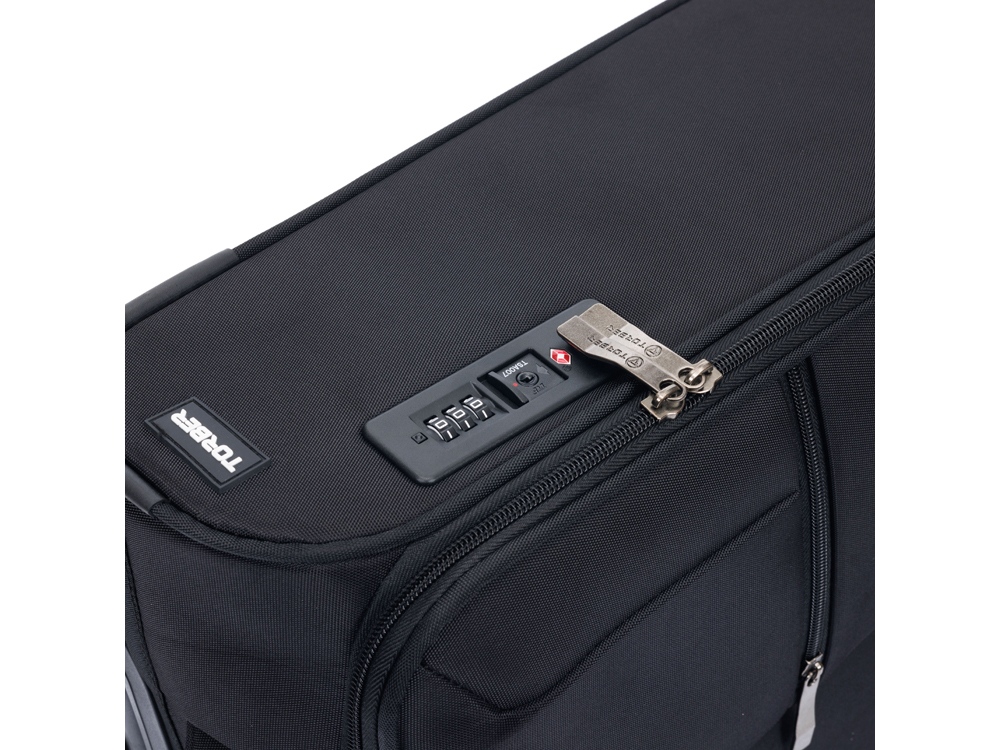 Чемодан TORBER Brosno, чёрный, нейлон 600D, 36,5 х 14 х 54 см, 32 л — изображение 9